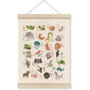 HRQKO Western Alphabet Poster Hanger Frame, Western Nursery Decor, Cowboy Nursery Decor, ABC Poster Wall Art with Wooden Frames, Alphabet Banner Wall Hanging Decor for Boys Cowboys Room,12x16 Inch