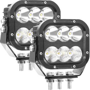 LED Off Road Lights, 5 Inch LED Driving Lights for Truck Cube 120W 11000lm Combo Beam Car Boat ATV RV Wrangler Ford Pickup Tractor Square LED Work Light Pods 12V 24V Fog Light, Pair