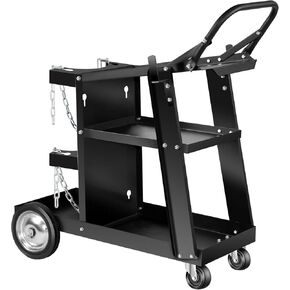 AQNIEGEP Welding Cart with Drawers Rolling Welding Cart for Tig Mig Welder and Plasma Cutter Upgrade Handles and Increase Storage Space Tank Storage