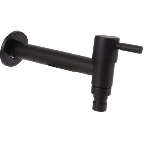 Garden Bathroom Faucet Single Cold Water Tap 304 Stainless Steel Black Wall Mounted (for Mop Pool)