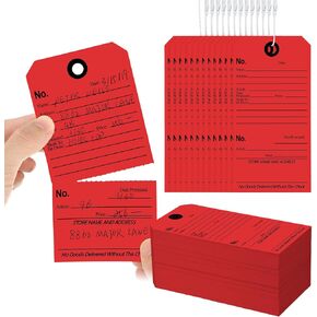 200 Pcs Repair Tags with Attached String and Stub Manila Cardstock Tags Repair Tags with Wire Maintenance Service Tags 5.3 x 2.64 Inches for Repair Required Examination Retail Store Office