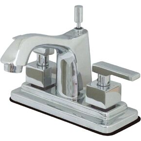 Kingston Brass KS8642QLL Executive 4-Inch Twin Lever Handle Centerset Lavatory Faucet, Polished Brass