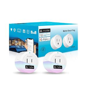 Amysen Matter Smart Plug,Smart Plugs Work with Alexa, Apple Home, Siri, Google Home, SmartThings, Smart Outlet 10A/1250W Max, Matter Smart Home , APP Remote Control, 2.4G Wi-Fi Only, 4Pack