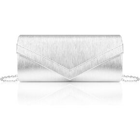 Larcenciel Women's Evening Handbags, Fashion PU Leather Envelope Clutch Purse w/Chain for Date Night Wedding Cocktail Party