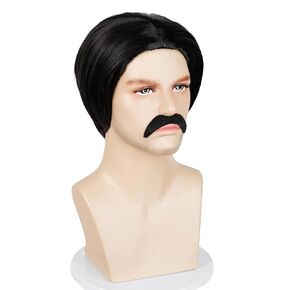 Probeauty Santa Wig and Beard Set for Adults, Light Blonde White Short Hair Wig for Christmas Cosplay Dress Costume