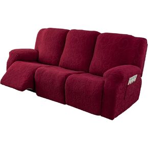 Recliner Sofa Covers Sectional Couch Cover for Reclining Couch 3 Seat, 5-Pieces 3 Cushion Sofa Stretch Recliner Sofa Slipcover, Soft Jacquard Furniture Dog Couch Cover Protector