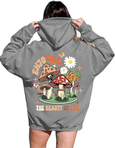 Remidoo Womens Oversized Graphic Hooded Long Sleeve Pullover Sweatshirts With Pocket in Kuwait