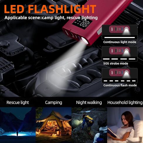 IDEAPLAY Jump Starter, 1500A Car Battery Jump Starter Portable for Up to 7.0L Gas and 5.5L Diesel Engine,Type C Fast Charging Battery Jumper with LED Flashlight in Saudi Arabia