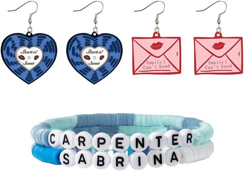 Sabrina Carpenter 𝐒𝐡𝐨𝐫𝐭 𝐧' 𝐒𝐰𝐞𝐞𝐭 Concert Earrings for Women Fans Acrylic Purple Heart Earrings Dangle Sabrina Album Inspired Earrings Merch Accessories for Costume Outfit Dress Decor in Saudi Arabia