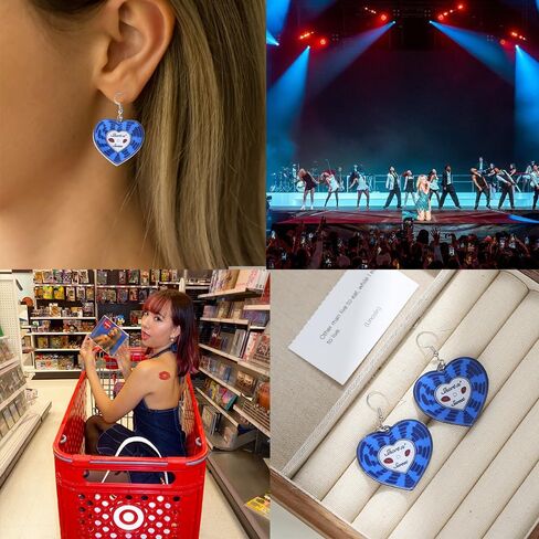 أقراط سابرينا كاربنتر 𝐒𝐡𝐨𝐫𝐭 𝐧' 𝐒𝐰𝐞𝐞𝐭 للحفلات الموسيقية للنساء المعجبين من الأكريليك الأرجواني على شكل قلب أقراط متدلية من ألبوم سابرينا أقراط مستوحاة من إكسسوارات الملابس لديكور الملابس in Kuwait