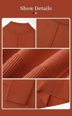 PRETTYGARDEN Womens Sweaters Fall 2024 Long Sleeve Ribbed Knit Pullover Loose Mock Neck Lightweight Casual Sweater Tops in Kuwait