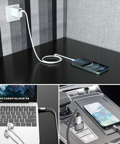 محول USB إلى USB C 5 حزم، محول شاحن من النوع C أنثى إلى ذكر لساعة Apple Watch Ultra iWatch 8 7، iPhone 15 14 13 12 Pro Max Plus، Airpods، iPad 9 10 Air 5 Mini 6، السيارة، Samsung Galaxy S23 S24 in Saudi Arabia