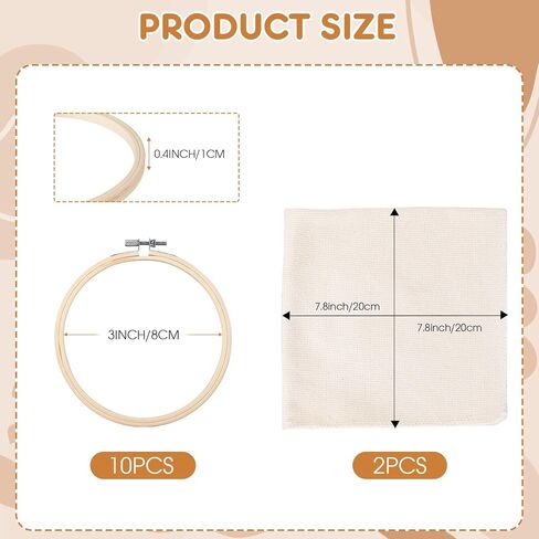 10 قطع 5 بوصة من الخيزران التطريز هوب مجموعة عبر غرزة هوب صغيرة التطريز هوب للفن الحرفية الخياطة مفيد والزفاف، عطلة الديكور in Kuwait