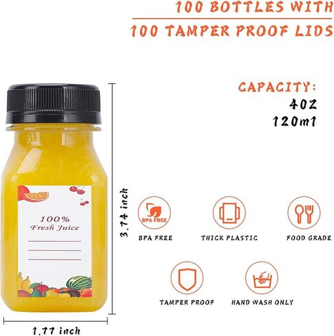 Plastic Juice Bottles 150 pcs 12 oz Empty Plastic Water Bottles with Caps Reusable Clear Beverage Containers for Drinking, Juicing, Smoothie, Water with 2 Brushes, 2 Funnels, 160 Stickers in Kuwait
