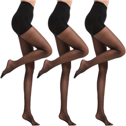 3 pairs Women's Sheer Tights - 15D Control Top Pantyhose with Reinforced Toes in Saudi Arabia