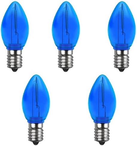5 Pack C7 Yellow LED Replacement Christmas Light Bulbs,E12 Candelabra Base, Shatterproof Plastic, for Christmas Outdoor String Lights (Yellow) in Saudi Arabia
