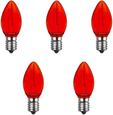 5 Pack C7 Yellow LED Replacement Christmas Light Bulbs,E12 Candelabra Base, Shatterproof Plastic, for Christmas Outdoor String Lights (Yellow) in Saudi Arabia