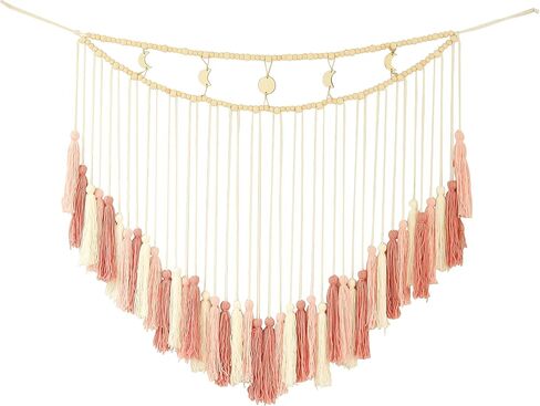 Nalfea Pink Macrame Wall Hanging - Blush Pink Wall Decor Boho Nursery Decor - Large Macrame Wall Hanging for Bedroom and Living Room (Blush Pink) in Saudi Arabia