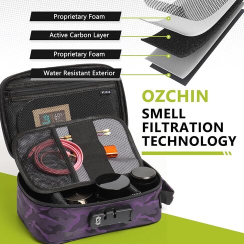 حقيبة مقاومة للرائحة من OZCHIN مع قفل مركب، مقاس 9.5 بوصة × 6 بوصة × 3.5 بوصة، حافظة منظمة للملفات، حقيبة قفل طبية، حقيبة تخزين للسفر، حقيبة آمنة لتخزين المستندات والأشياء الثمينة in Saudi Arabia