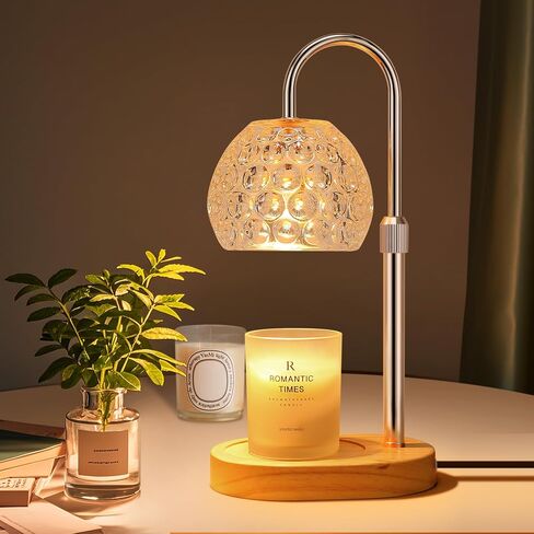Candle Warmer Lamp with Timer/ Dimmer/ 2 Bulbs, Height & Brightness Adjustable, Wood Base Electric Wax Melter Lamp for Jar Candles, Vintage Home Decor Lamp, House Warming Gifts for Women (Flower) in Saudi Arabia