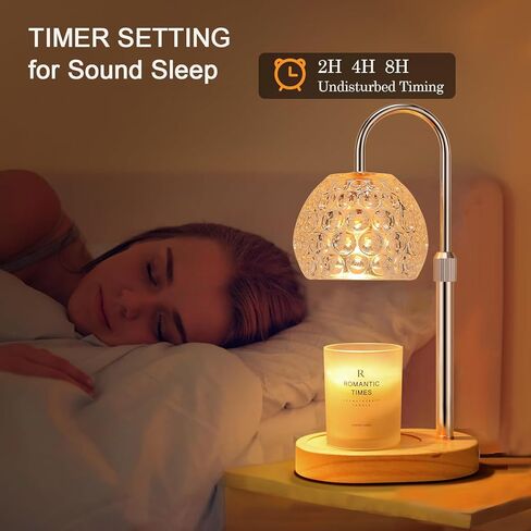 Candle Warmer Lamp with Timer/ Dimmer/ 2 Bulbs, Height & Brightness Adjustable, Wood Base Electric Wax Melter Lamp for Jar Candles, Vintage Home Decor Lamp, House Warming Gifts for Women (Flower) in Saudi Arabia