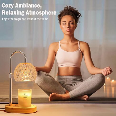 Candle Warmer Lamp with Timer/ Dimmer/ 2 Bulbs, Height & Brightness Adjustable, Wood Base Electric Wax Melter Lamp for Jar Candles, Vintage Home Decor Lamp, House Warming Gifts for Women (Flower) in Saudi Arabia