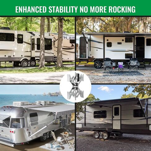 X-Shaped RV Stabilizer Wheel Chock (Allows Drilling for Adjustment) Travel Trailer Stabilizers, Anti-Motion Tire RV Accessories for Tandem Axle RV Trailer Camping - 1 Pack (Silver) in Saudi Arabia