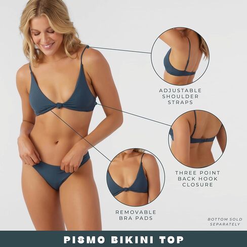 O'NEILL Womens Swim Saltwater Solids Pismo Bralette Bikini Top, Slate, M in Saudi Arabia