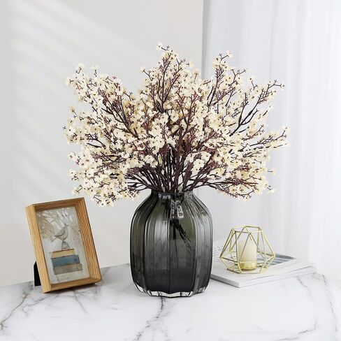 JAKY-Global Babys Breath Silk Artificial Flowers Bulk with Vase 10pcs for Fall Decor Fake flower bouquet Bulk for Home Kitchen Indoor Bouquet Floral Arrangement Table Centerpieces Decor(Autumn Blue) in Saudi Arabia