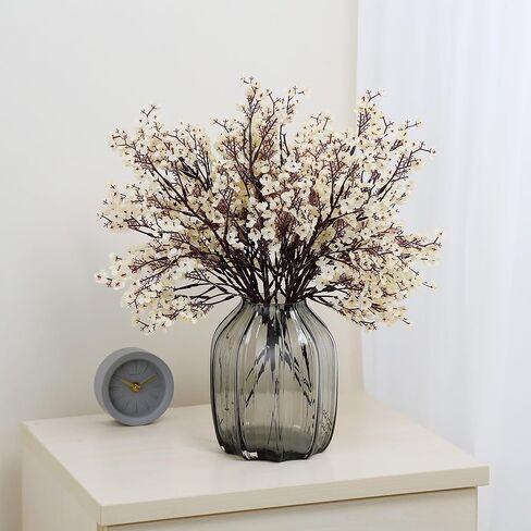 JAKY-Global Babys Breath Silk Artificial Flowers Bulk with Vase 10pcs for Fall Decor Fake flower bouquet Bulk for Home Kitchen Indoor Bouquet Floral Arrangement Table Centerpieces Decor(Autumn Blue) in Saudi Arabia