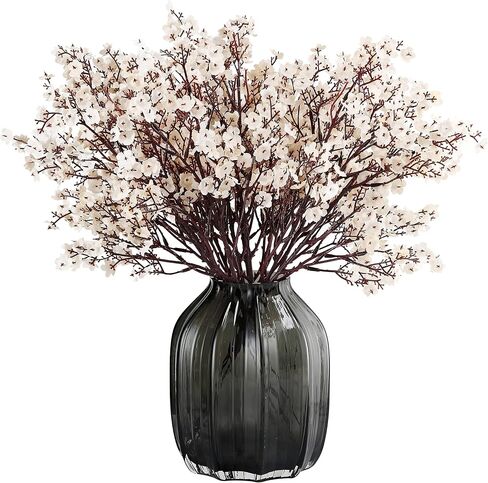 JAKY-Global Babys Breath Silk Artificial Flowers Bulk with Vase 10pcs for Fall Decor Fake flower bouquet Bulk for Home Kitchen Indoor Bouquet Floral Arrangement Table Centerpieces Decor(Autumn Blue) in Saudi Arabia