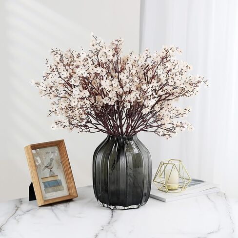 JAKY-Global Babys Breath Silk Artificial Flowers Bulk with Vase 10pcs for Fall Decor Fake flower bouquet Bulk for Home Kitchen Indoor Bouquet Floral Arrangement Table Centerpieces Decor(Autumn Blue) in Saudi Arabia