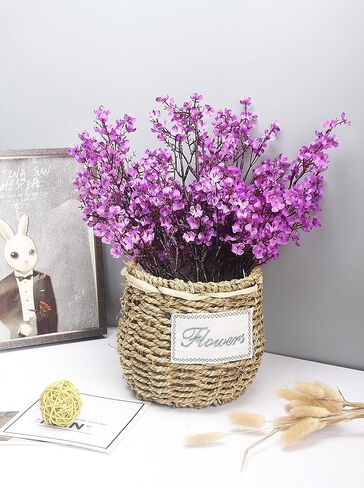 JAKY-Global Babys Breath الحرير الاصطناعي الزهور السائبة مع مزهرية 10 قطع لديكور الخريف باقة زهور وهمية بالجملة للمنزل المطبخ باقة الأزهار ترتيب الجدول المركزية الديكور (الخريف الأزرق) in Kuwait