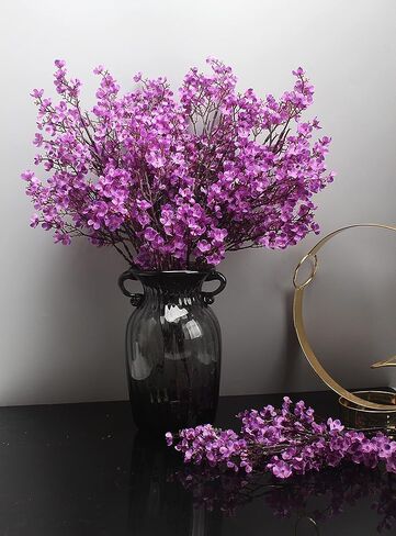 JAKY-Global Babys Breath الحرير الاصطناعي الزهور السائبة مع مزهرية 10 قطع لديكور الخريف باقة زهور وهمية بالجملة للمنزل المطبخ باقة الأزهار ترتيب الجدول المركزية الديكور (الخريف الأزرق) in Kuwait