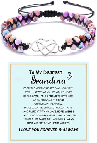 To My Granddaughter-Infinity Heart Bracelet, Natural Emperor Stone Double Layer Purple Beaded Woven Wrap Bracelets Adjustable Mind Peace Gift Jewelry in Saudi Arabia