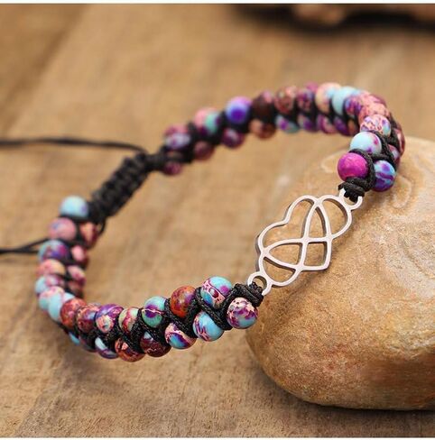 To My Granddaughter-Infinity Heart Bracelet, Natural Emperor Stone Double Layer Purple Beaded Woven Wrap Bracelets Adjustable Mind Peace Gift Jewelry in Saudi Arabia