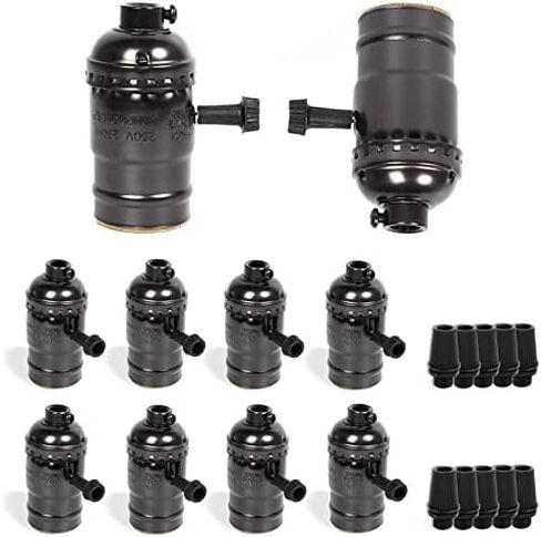 Vintage Lamp Socket E26/E27 lamp Holder,PRUNLLA Light Socket with Turn Knob Edison Industrial Metal Shell for Fixture Replacement DIY Lighting,10Pack (Bronze) in Saudi Arabia