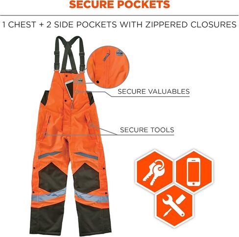 Insulated Thermal Bib Overalls, High Visibility, Weather-Resistant, XL, Ergodyne GloWear 8928,Lime in Saudi Arabia