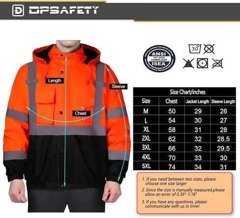safety jacket for men, Reflective high Visibility Hooded jacket, Hi-Vis Bomber Jacket with Pockets and Zipper, waterproof, Black Bottom, ANSI/ISEA 107-2020 Type R Class 3,Lime in Saudi Arabia