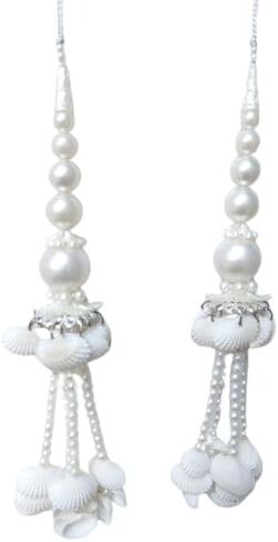 Silver Beaded Blouse Tassels Salwar Kameez Latkans Accessory Craft Sewing 1 Pair (Silver 1) in Saudi Arabia