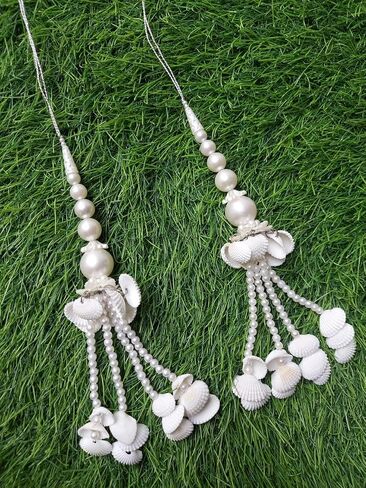 Silver Beaded Blouse Tassels Salwar Kameez Latkans Accessory Craft Sewing 1 Pair (Silver 1) in Saudi Arabia
