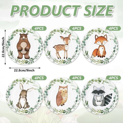 Whaline Farm Birthday Party Paper Plates Cock Pig Cow Sheep Disposable Plates 6 Designs Cartoon Animals Dinnerware Plates 9 Inch for Party Supplies Table Decor, 24Pcs in Saudi Arabia