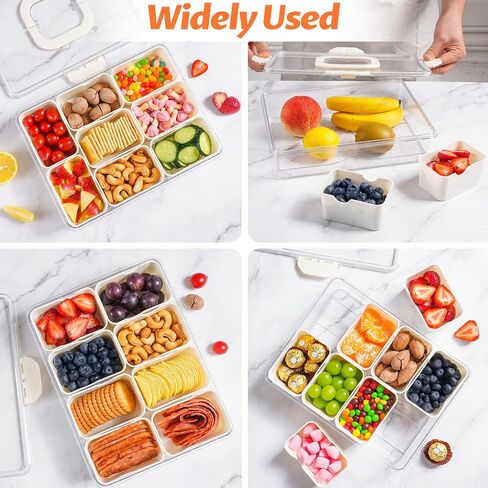 Snackle Box Container - Divided Serving Tray with Lid and Handle - Dishwasher Safety, Charcuterie Board for Portable Snack Platters - Clear Organizer for Fruits Snacks - Perfect for Road Travel Party in Saudi Arabia