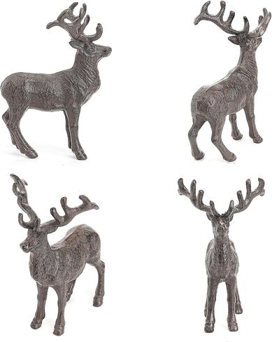 Sungmor Cast Iron Deer Statue, Christmas Reindeer Figurine, Rustic Brown Heavy Lying Elk Vintage Home Decor Sculpture, Indoor Outdoor Shelf Tabletop Holiday Decorations in Saudi Arabia