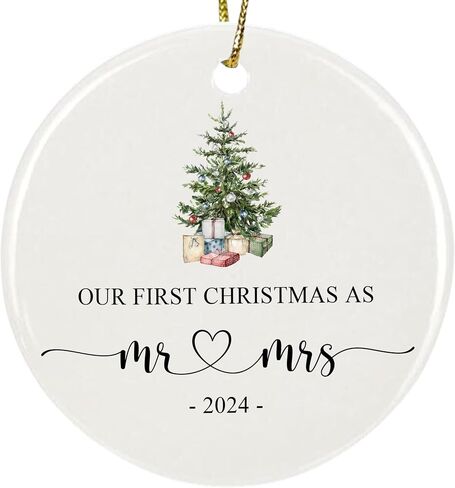 Wedding Gifts For Couple, Our First Christmas Married Ornament, First Christmas Married Ornament 2024, Newlywed Wedding Ornament 2024, Christmas Heart Ornaments For Couple, Bridal Shower Wedding Gifts in Saudi Arabia