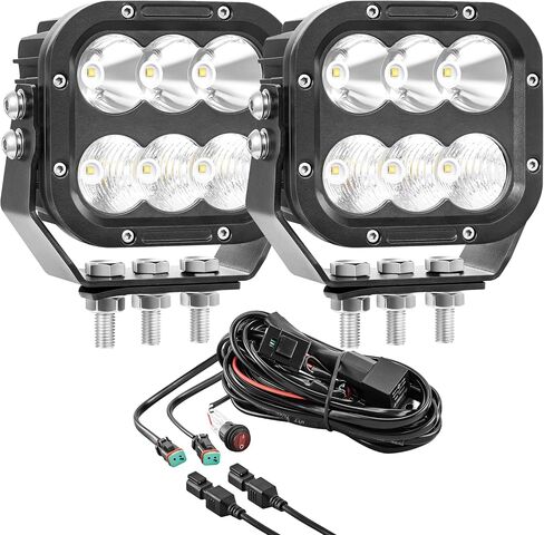 مصابيح LED للطرق الوعرة، مصابيح قيادة LED مقاس 5 بوصات لمكعب الشاحنة 120 وات 11000 لومن كومبو شعاع سيارة قارب ATV RV رانجلر فورد بيك اب جرار مربع LED ضوء عمل 12 فولت 24 فولت ضوء ضباب، زوج in Kuwait