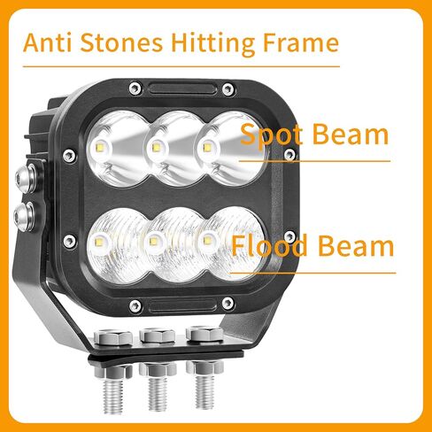 مصابيح LED للطرق الوعرة، مصابيح قيادة LED مقاس 5 بوصات لمكعب الشاحنة 120 وات 11000 لومن كومبو شعاع سيارة قارب ATV RV رانجلر فورد بيك اب جرار مربع LED ضوء عمل 12 فولت 24 فولت ضوء ضباب، زوج in Kuwait