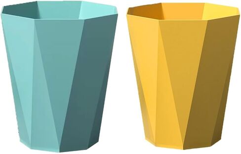 Polygon Small Trash Can Round Plastic Wastebasket, Wastebasket Garbage Container Bin for Bathrooms, Kitchens, Home Offices, Kids Rooms (Mustard Yellow-S) in Saudi Arabia