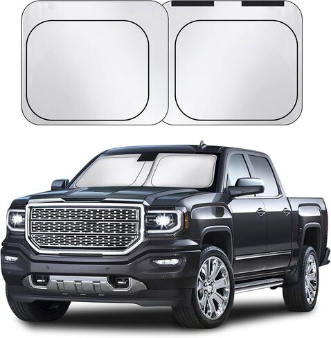 Detachable Square Medium Sunshade for Cars | 240T Foldable Window Shade with 4 Hook and Loop Fasteners | Sunshade for Car Front Window and Interior Sun Protection | (Medium 36" x 34") in Kuwait