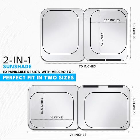 Detachable Square Medium Sunshade for Cars | 240T Foldable Window Shade with 4 Hook and Loop Fasteners | Sunshade for Car Front Window and Interior Sun Protection | (Medium 36" x 34") in Kuwait